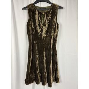 Dusk Green Velvet Vintage Inspired Fit & Flare Dress 90’s Glam Grunge Size 6